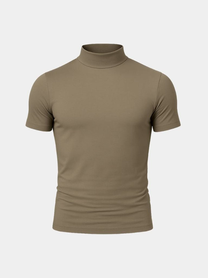 Camiseta Casual de Cuello Alto Sólido