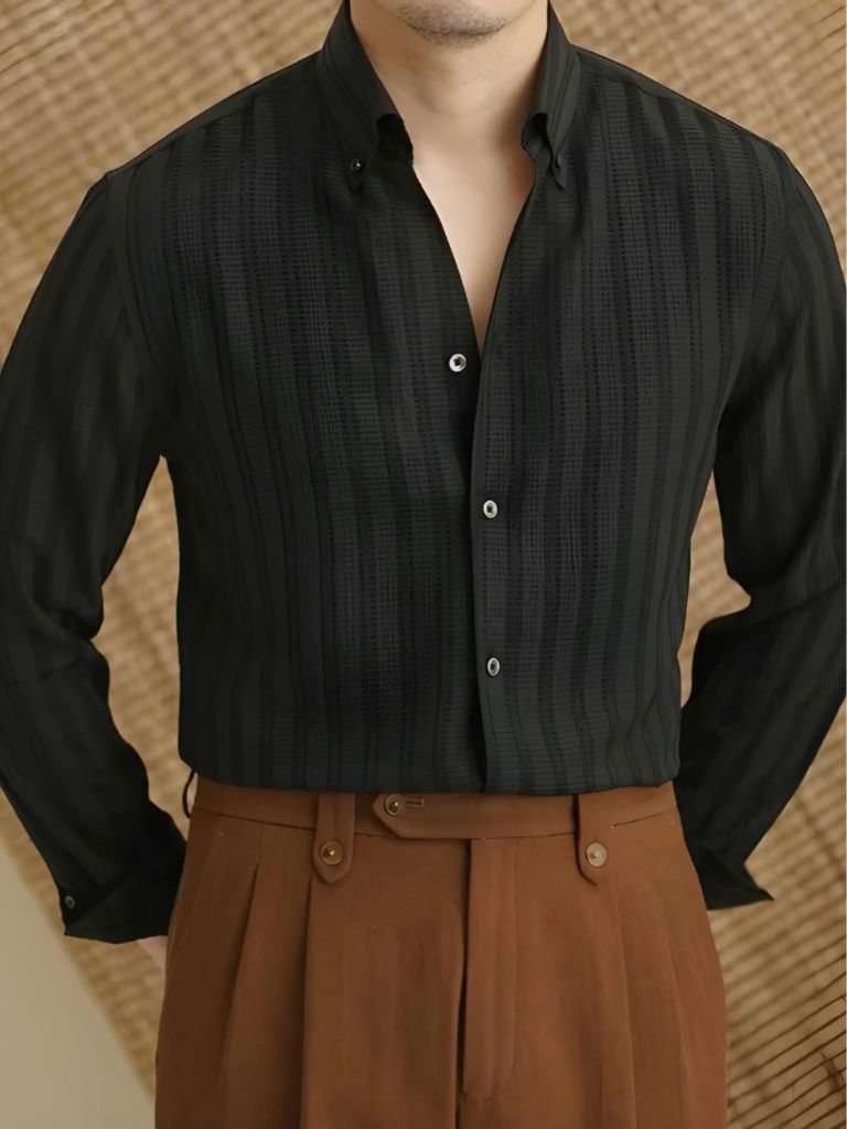 Camisa de Rayas Seersucker con Botones