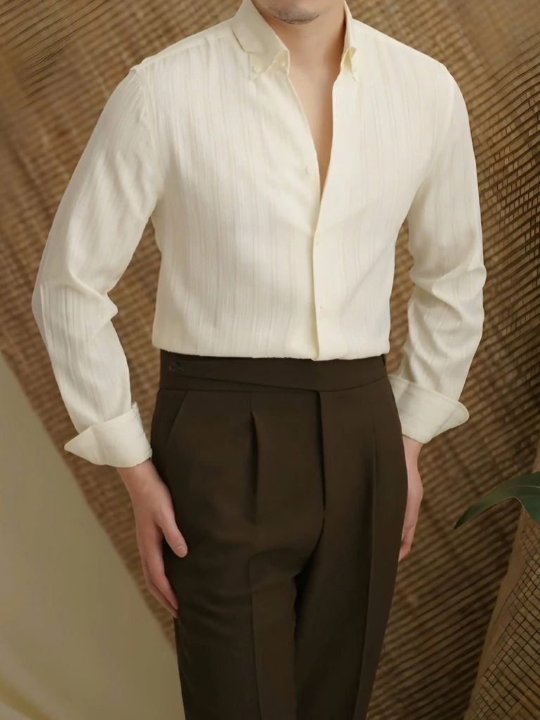 Camisa de Rayas Seersucker con Botones