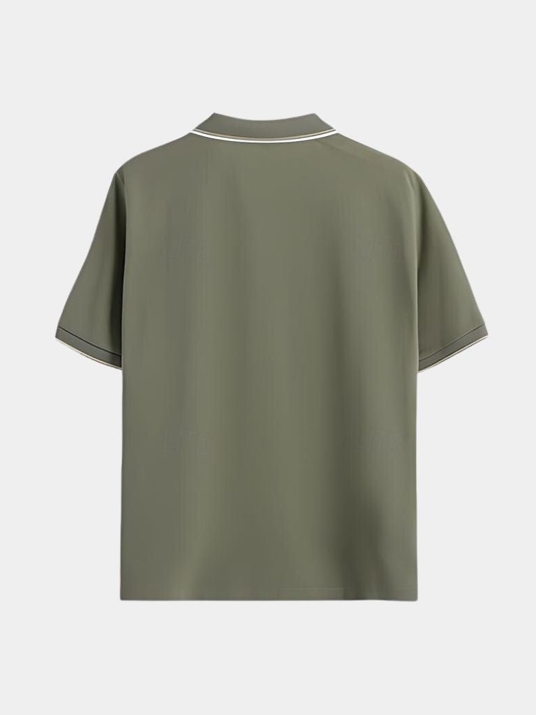 Polo Negro V-Corte Clásico