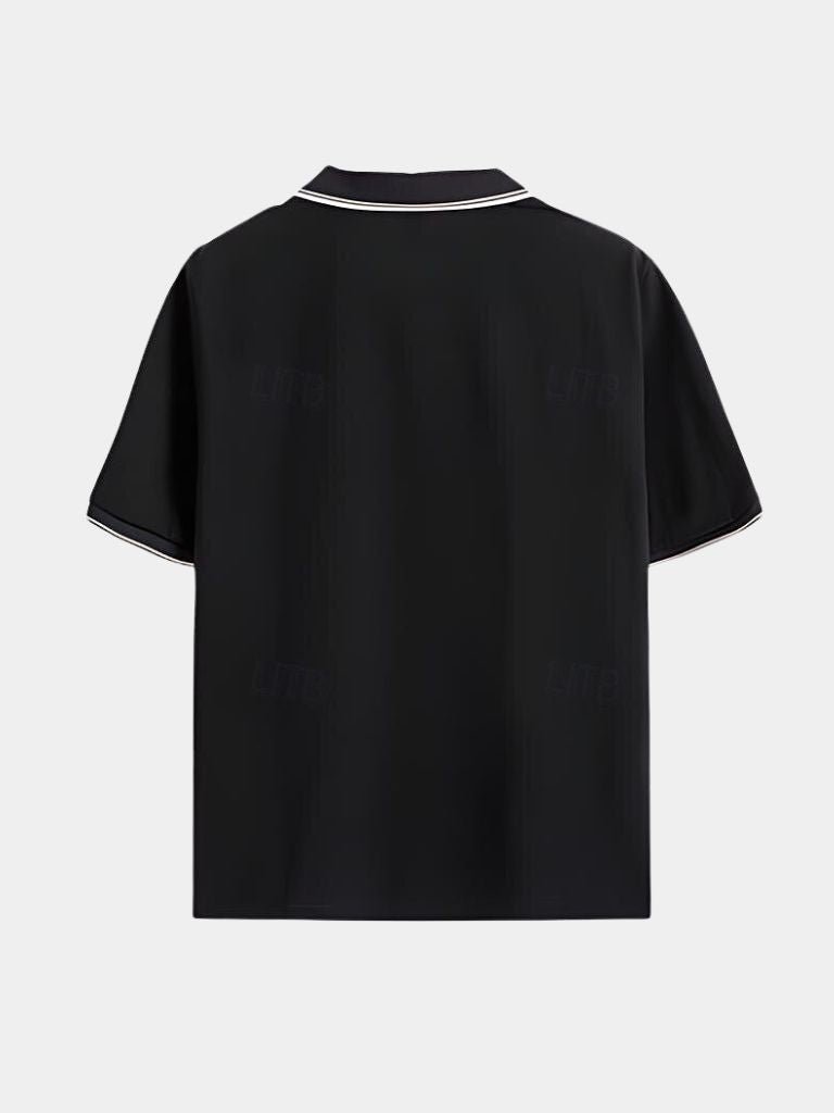 Polo Negro V-Corte Clásico