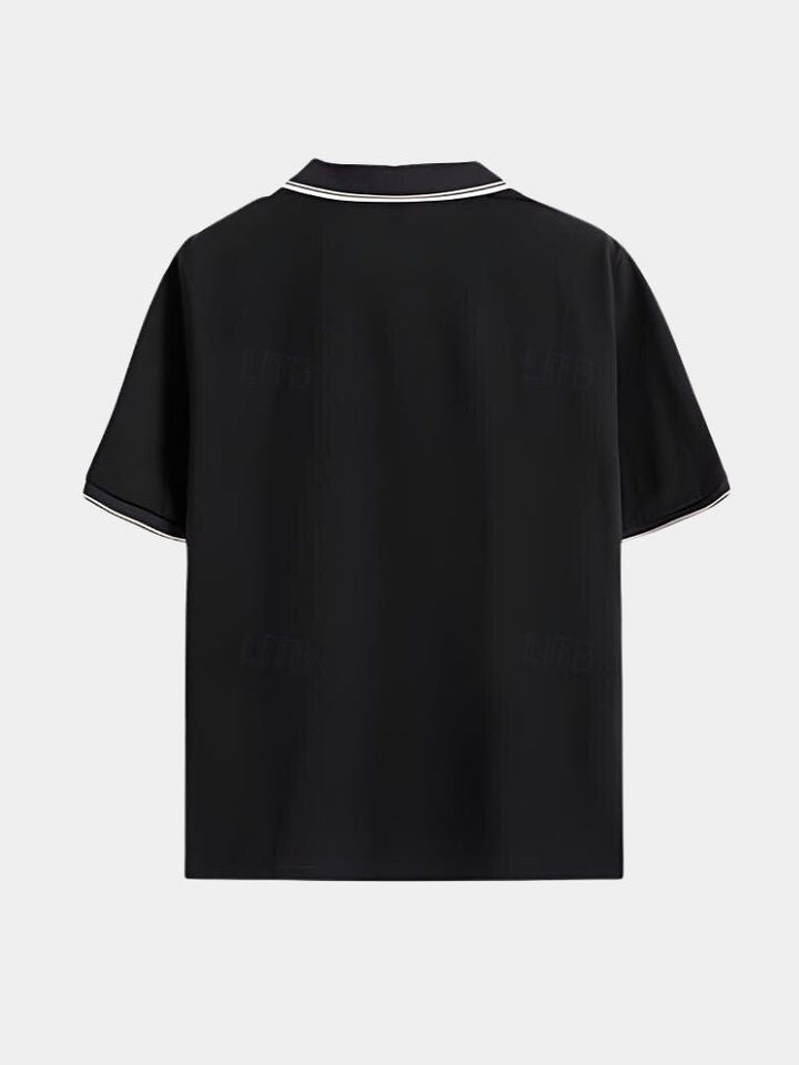 Polo Negro V-Corte Clásico