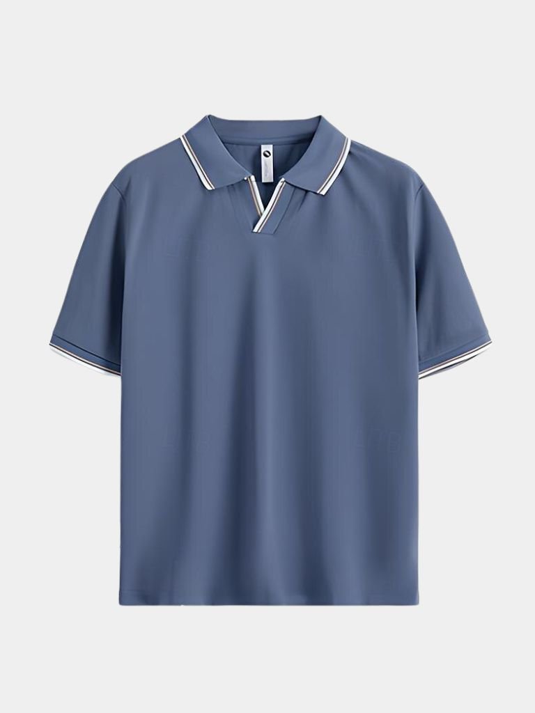 Polo Negro V-Corte Clásico