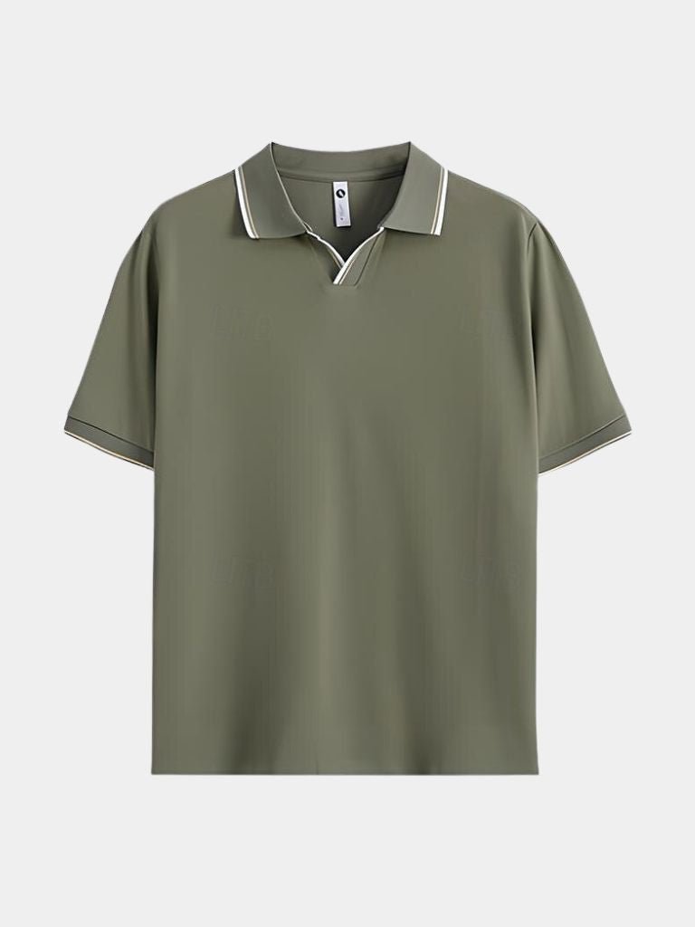 Polo Negro V-Corte Clásico