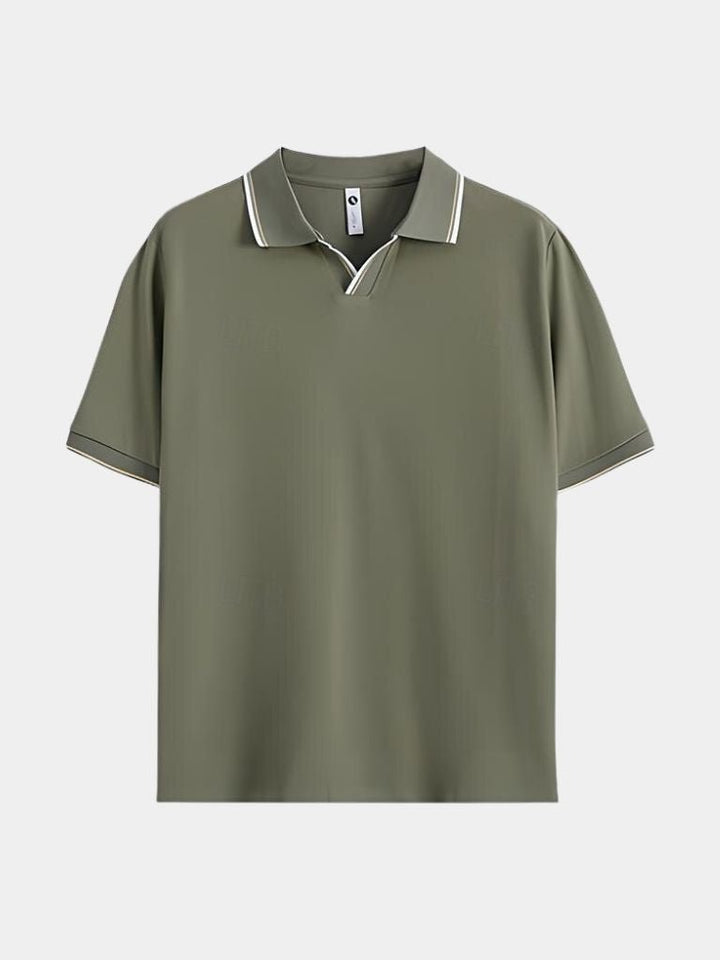 Polo Negro V-Corte Clásico