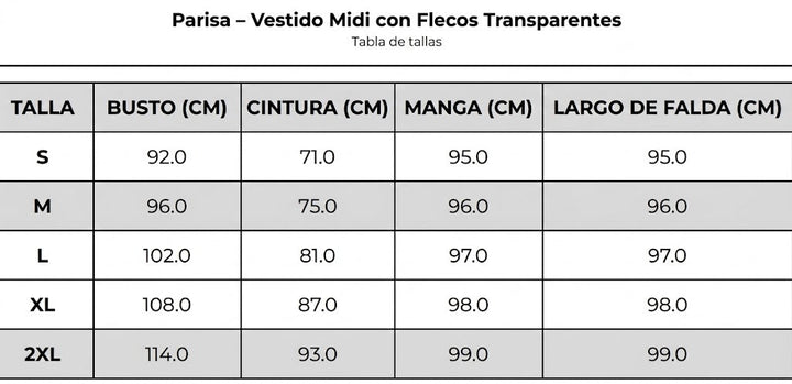 Parisa – Vestido midi con flecos transparentes ✨