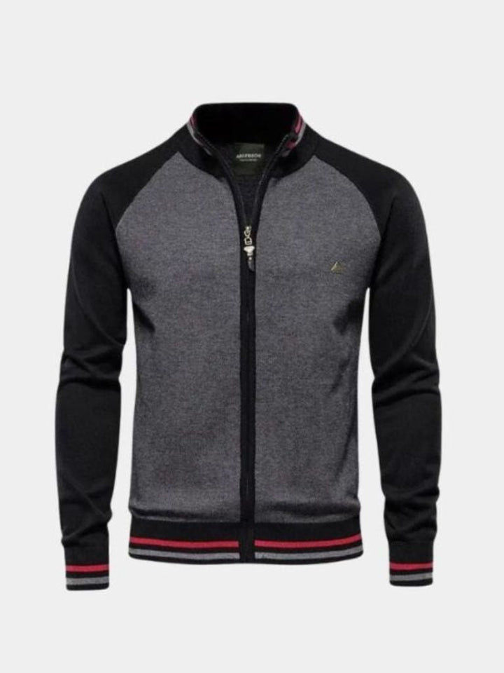 Cardigan de Cuello Alto con Diseño a Rayas y Cierre